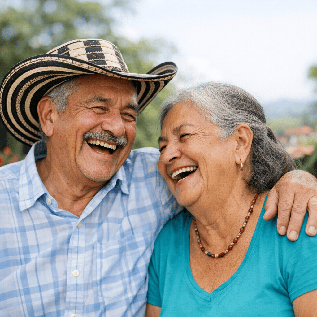 Pareja de adultos mayores sonriendo